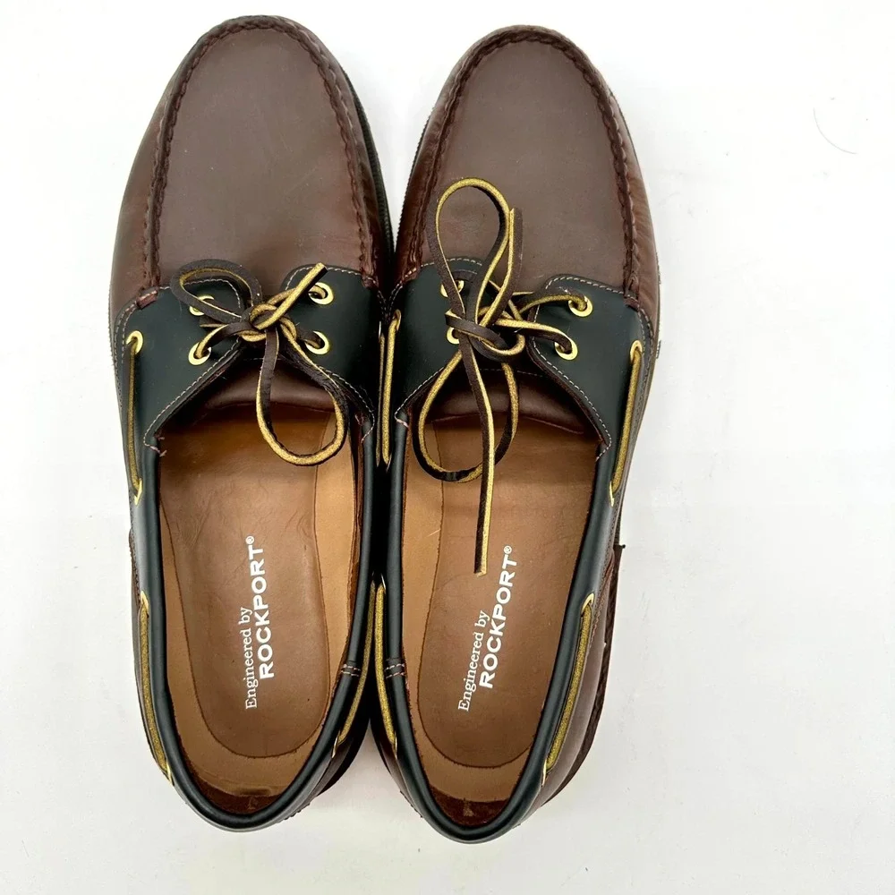 Rockport Men's Size 14 Leather Boat Shoes K71275 Chocolate/Bark